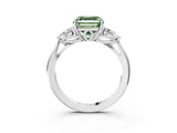 White gold Three-Stone Fancy Green Asscher Cut Brilliant Diamond Solitaire Ring with Tapered Band and Four-Prong Setting_22