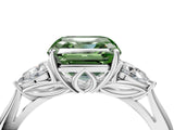White gold Three-Stone Fancy Green Asscher Cut Brilliant Diamond Solitaire Ring with Tapered Band and Four-Prong Setting_23