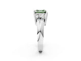 White gold Three Stone Fancy Green Asscher Cut Cut Channel Set Diamond Ring_26