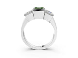 White gold Three Stone Fancy Green Asscher Cut Cut Channel Set Diamond Ring_27