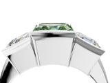 White gold Three Stone Fancy Green Asscher Cut Cut Channel Set Diamond Ring_28