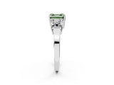 White gold Three-Stone Fancy Green Asscher Cut Cut Diamond Engagement Ring with Flat Band and Four-Prong Setting_14