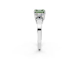 White gold Three-Stone Fancy Green Asscher Cut Cut Diamond Engagement Ring with Flat Band and Four-Prong Setting_14