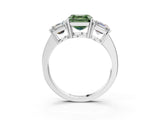 White gold Three-Stone Fancy Green Asscher Cut Cut Diamond Engagement Ring with Flat Band and Four-Prong Setting_15