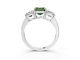 White gold Three-Stone Fancy Green Asscher Cut Cut Diamond Engagement Ring with Flat Band and Four-Prong Setting_15