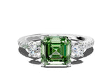 White gold Three-Stone Fancy Green Asscher Cut Cut Diamond Pavé Band with Prong Setting_27
