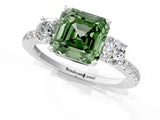 White gold Three-Stone Fancy Green Asscher Cut Cut Diamond Pavé Band with Prong Setting_28