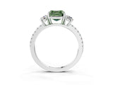 White gold Three-Stone Fancy Green Asscher Cut Cut Diamond Pavé Band with Prong Setting_30