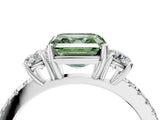 White gold Three-Stone Fancy Green Asscher Cut Cut Diamond Pavé Band with Prong Setting_31