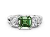 White gold Three-Stone Fancy Green Asscher Cut Cut Diamond Ring with Channel Set Band and Four-Prong Setting_24