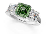 White gold Three-Stone Fancy Green Asscher Cut Cut Diamond Ring with Channel Set Band and Four-Prong Setting_26