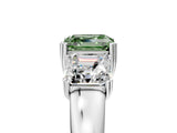 White gold Three-Stone Fancy Green Asscher Cut Cut Diamond Ring with Channel Set Band and Four-Prong Setting_30