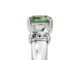 White gold Three-Stone Fancy Green Asscher Cut Cut Diamond Ring with Channel Set Band and Four-Prong Setting_30