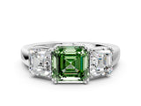 White gold Three-Stone Fancy Green Asscher Cut Cut Diamond Ring with Channel Set Band and Four-Prong Setting_48