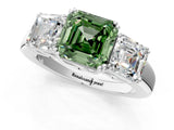 White gold Three-Stone Fancy Green Asscher Cut Cut Diamond Ring with Channel Set Band and Four-Prong Setting_49