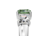 White gold Three-Stone Fancy Green Asscher Cut Cut Diamond Ring with Channel Set Band and Four-Prong Setting_54