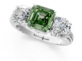 White gold Three-Stone Fancy Green Asscher Cut Cut Diamond Ring with Channel-Set Band and Prong Setting_13