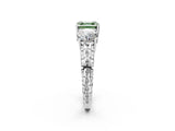 White gold Three-Stone Fancy Green Asscher Cut Cut Diamond Ring with Channel-Set Band and Prong Setting_14