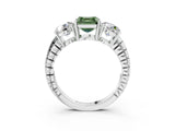White gold Three-Stone Fancy Green Asscher Cut Cut Diamond Ring with Channel-Set Band and Prong Setting_15