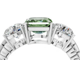White gold Three-Stone Fancy Green Asscher Cut Cut Diamond Ring with Channel-Set Band and Prong Setting_16