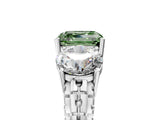 White gold Three-Stone Fancy Green Asscher Cut Cut Diamond Ring with Channel-Set Band and Prong Setting_17