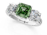 White gold Three-Stone Fancy Green Asscher Cut Cut Diamond Ring with Channel-Set Band and Prong Setting_25