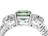 White gold Three-Stone Fancy Green Asscher Cut Cut Diamond Ring with Channel-Set Band and Prong Setting_28