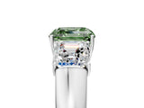 White gold Three-Stone Fancy Green Asscher Cut Cut Diamond Ring with Prong Setting and Classic Band_5