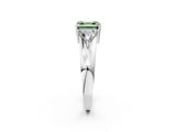 White gold Three-Stone Fancy Green Asscher Cut Cut Diamond Ring with Trillion Side Stones on a Split Shank Band_2