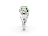 White gold Three-Stone Fancy Green Asscher Cut Cut Diamond Split Shank Prong Set Ring_14
