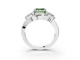 White gold Three-Stone Fancy Green Asscher Cut Cut Diamond Split Shank Prong Set Ring_15