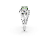 White gold Three-Stone Fancy Green Asscher Cut Cut Diamond Split Shank Prong Set Ring_26