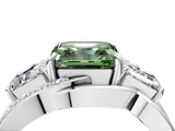 White gold Three-Stone Fancy Green Asscher Cut Cut Diamond Split Shank Prong Set Ring_28