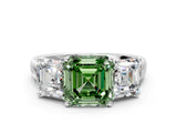 White gold Three-Stone Fancy Green Asscher Cut Cut Solitaire Ring with Classic Prong Setting_24