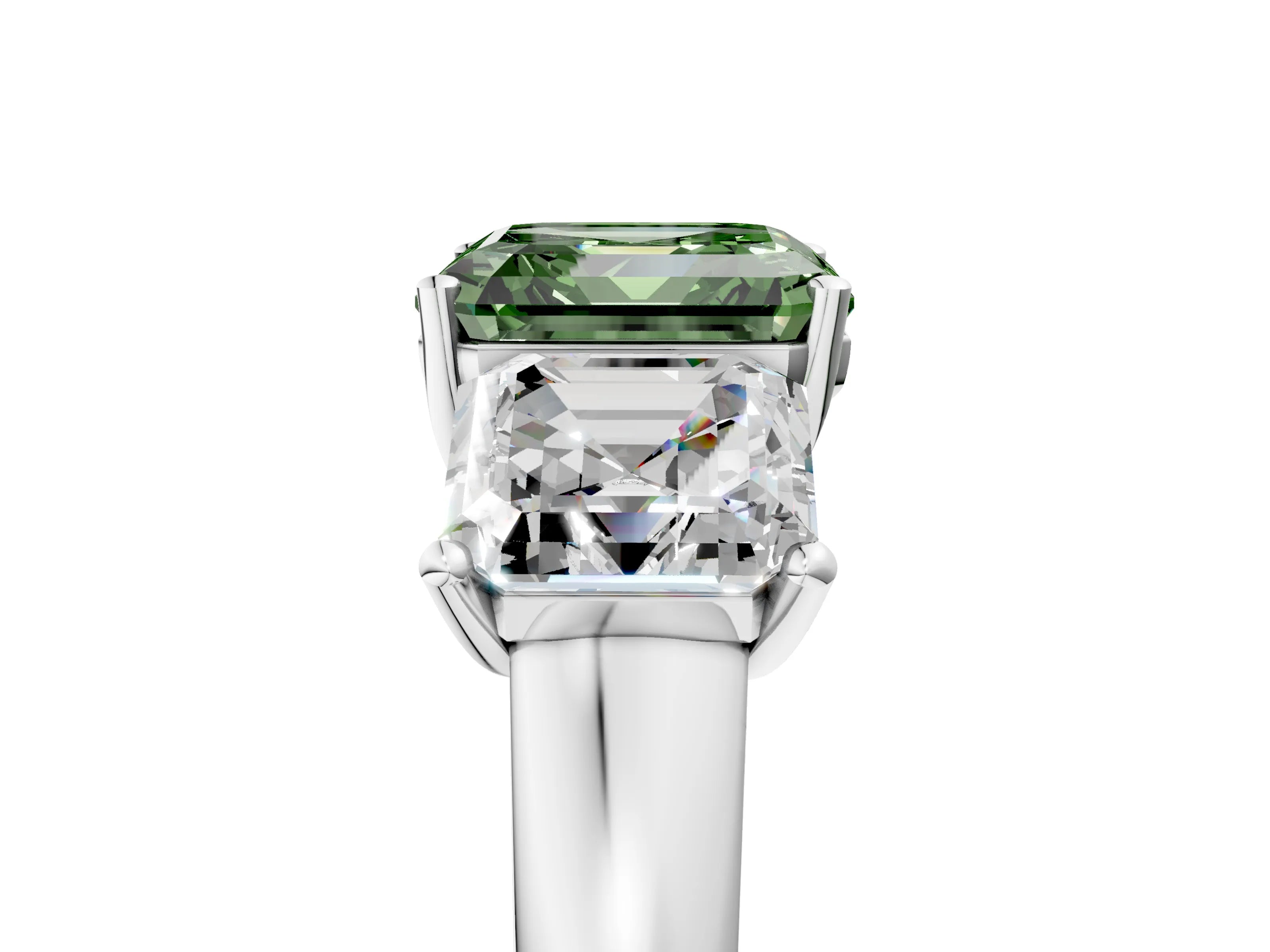 White gold Three-Stone Fancy Green Asscher Cut Cut Solitaire Ring with Classic Prong Setting_29