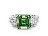 White gold Three-Stone Fancy Green Asscher Cut Diamond Braided Band Ring with Four-Prong Setting_51