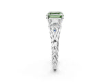 White gold Three-Stone Fancy Green Asscher Cut Diamond Braided Band Ring with Four-Prong Setting_52