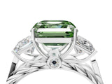 White gold Three-Stone Fancy Green Asscher Cut Diamond Braided Band Ring with Four-Prong Setting_54