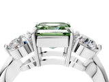 White gold Three-Stone Fancy Green Asscher Cut Diamond Channel Set Engagement Ring with Prong Setting_4