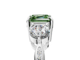 White gold Three-Stone Fancy Green Asscher Cut Diamond Channel Set Engagement Ring with Prong Setting_5