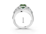 White gold Three-Stone Fancy Green Asscher Cut Diamond Engagement Ring with Pave Band and Prong Setting_15