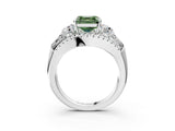 White gold Three-Stone Fancy Green Asscher Cut Diamond Engagement Ring with Pave Band and Prong Setting_16