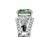 White gold Three-Stone Fancy Green Asscher Cut Diamond Engagement Ring with Pave Band and Prong Setting_17