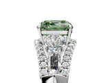 White gold Three-Stone Fancy Green Asscher Cut Diamond Engagement Ring with Pave Band and Prong Setting_17