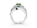 White gold Three-Stone Fancy Green Asscher Cut Diamond Engagement Ring with Pave Band and Prong Setting_22