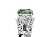 White gold Three-Stone Fancy Green Asscher Cut Diamond Engagement Ring with Pave Band and Prong Setting_23