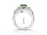 White gold Three-Stone Fancy Green Asscher Cut Diamond Engagement Ring with Pave Band and Prong Setting_3