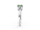 White gold Three-Stone Fancy Green Asscher Cut Diamond Engagement Ring with Prong Setting_17