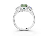 White gold Three-Stone Fancy Green Asscher Cut Diamond Engagement Ring with Prong Setting_18