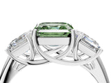 White gold Three-Stone Fancy Green Asscher Cut Diamond Engagement Ring with Prong Setting_19